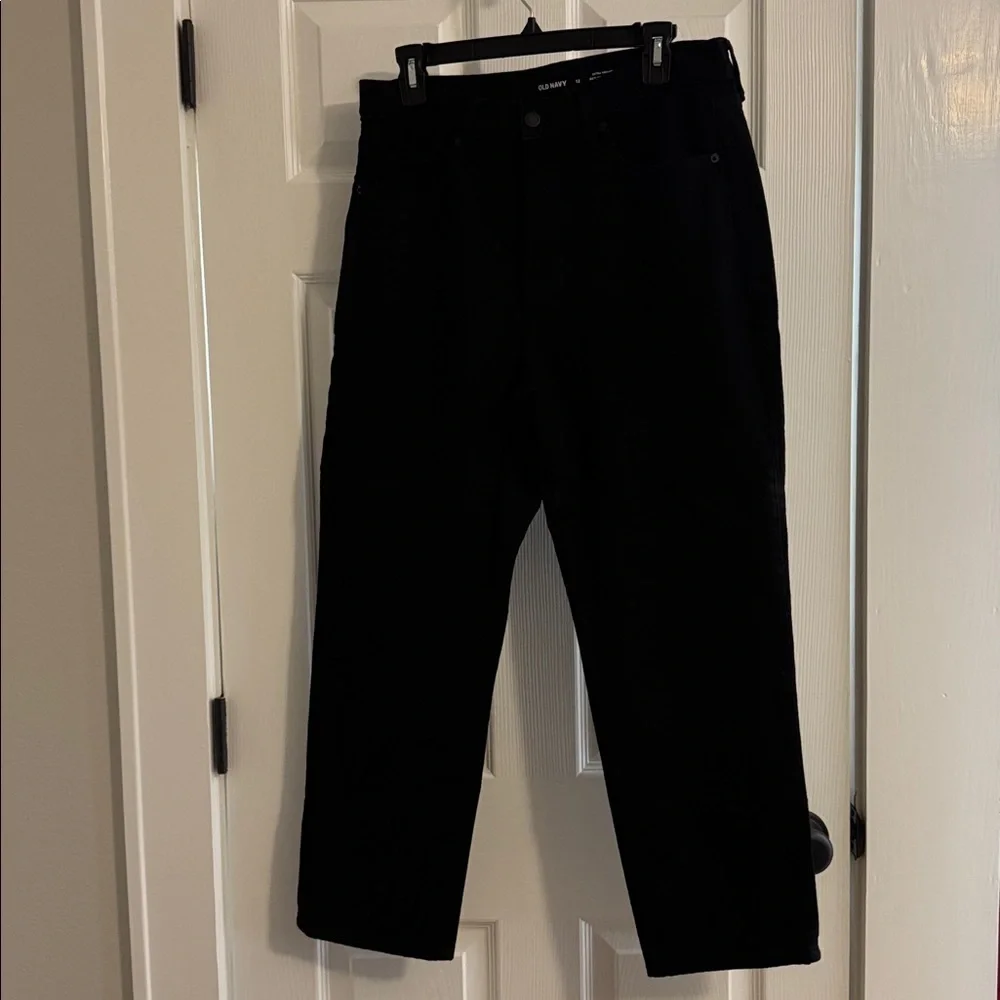 Old Navy Extra High-Rise Ski-Hi Straight Secret Slim Pockets Black Jeans Size 12